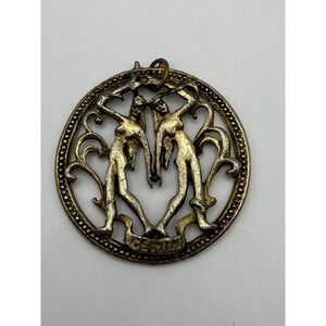 Vintage Gemini Zodiac Pendant • Twin Figures Medallion